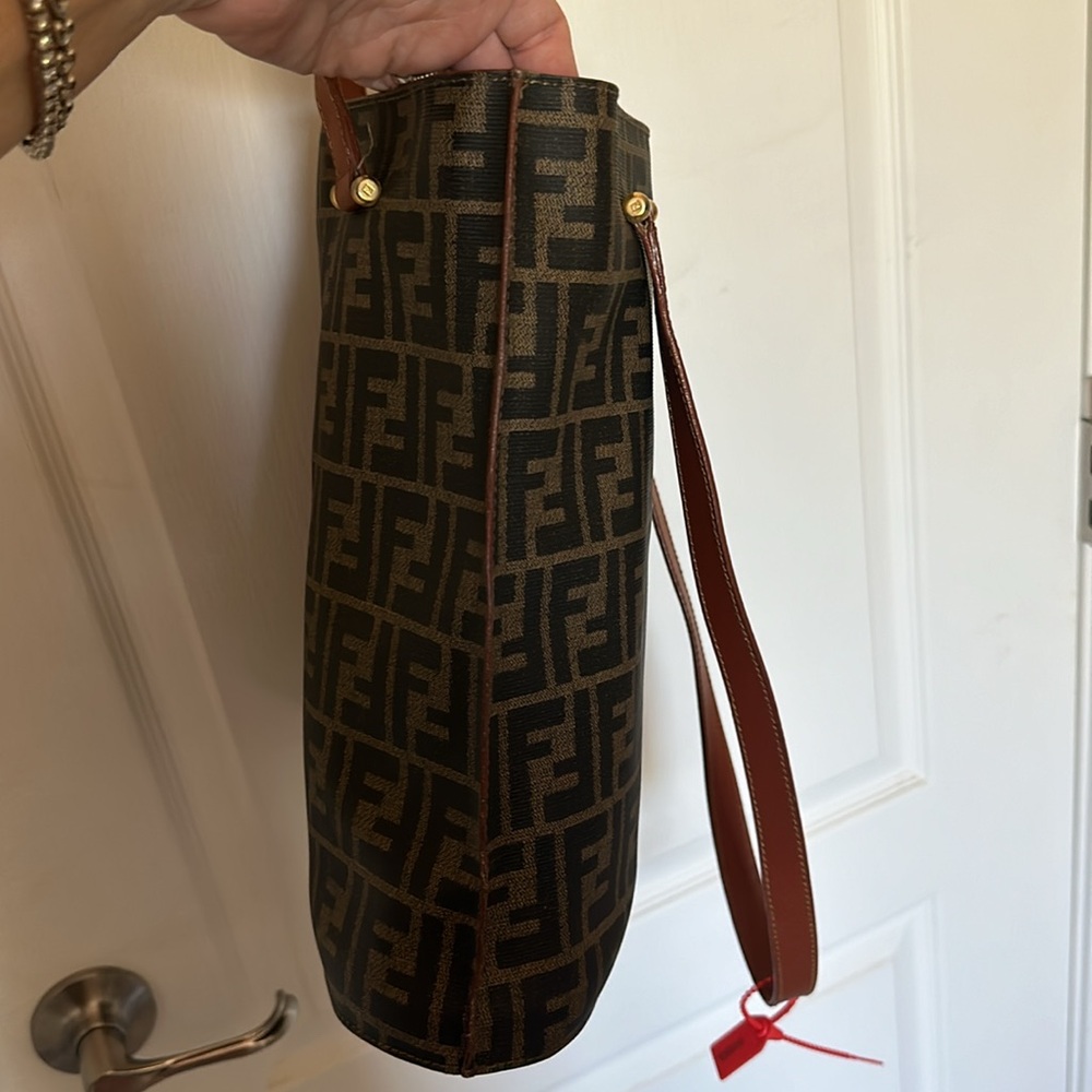 FENDI Coated Canvas Zucca 3 Compartment Shoulder Bag 12x12x5 inch Authentic Mint - Picture 3 of 11